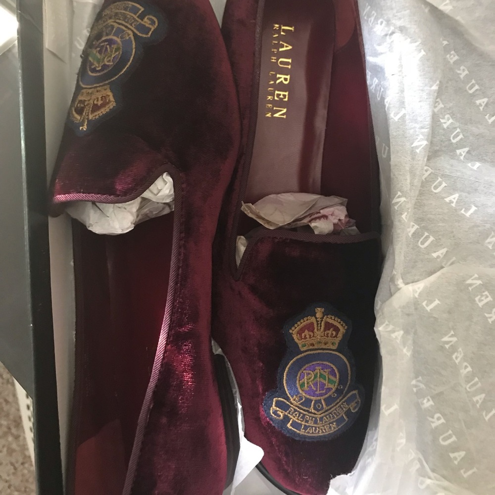 Ralph Lauren Burgundy Velvet Loafers